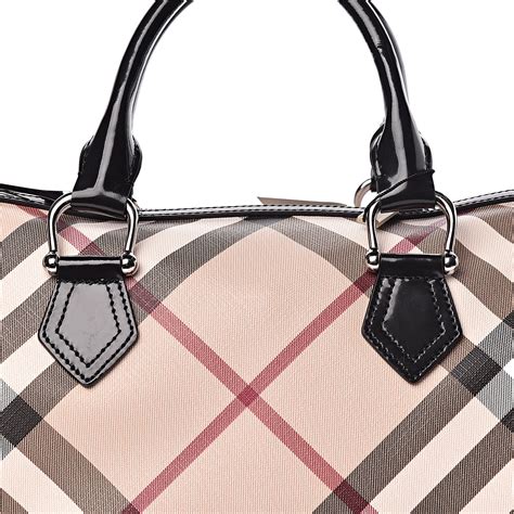 BURBERRY Supernova Check Small Chester Bowling Bag Black 